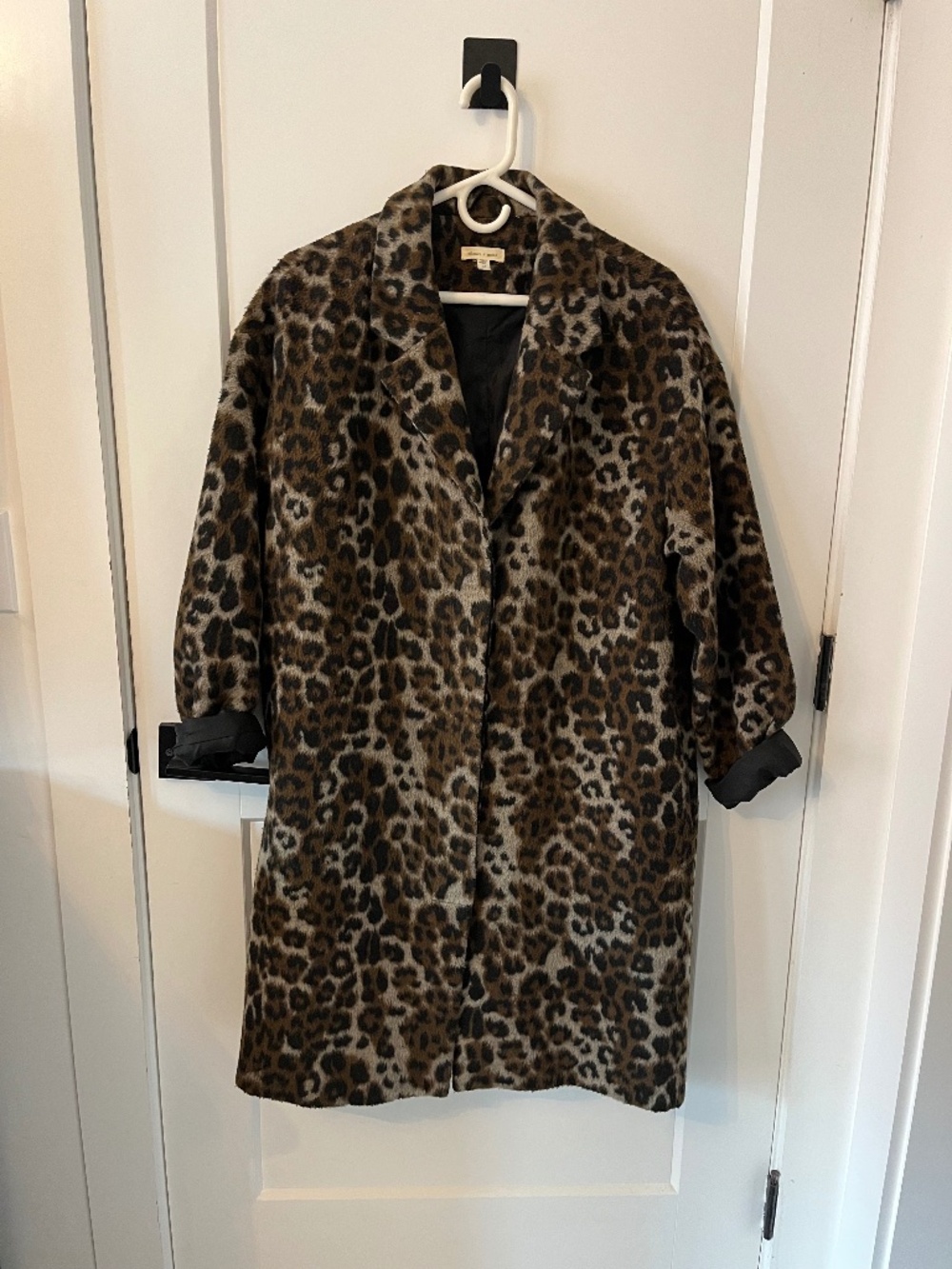 Oversized Leopard Drop Shoulder Overcoat